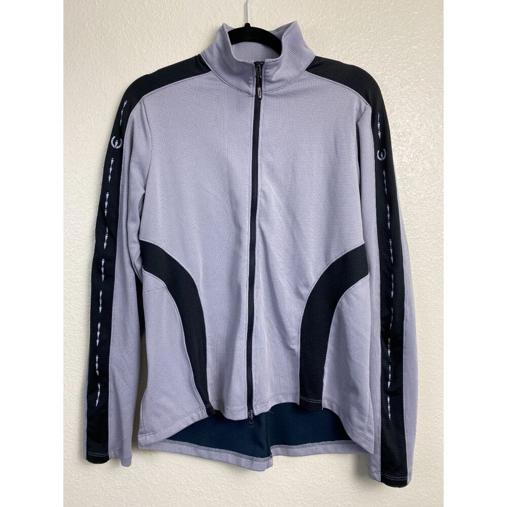 Kerrits Equestrian Full Zip Jacket size Large Gray Black Waffle Horse Riding